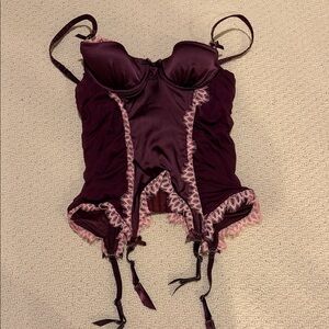 Victoria's Secret Burgundy and Pink Lace Bustier